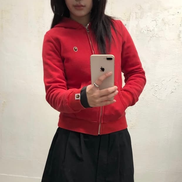 베이프 딱붙핏 양면 리버서블 후드 집업