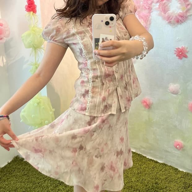 나비버스 Flower Lace Skirt