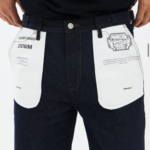오버턴드 포켓 생지 데님 팬츠 인디고