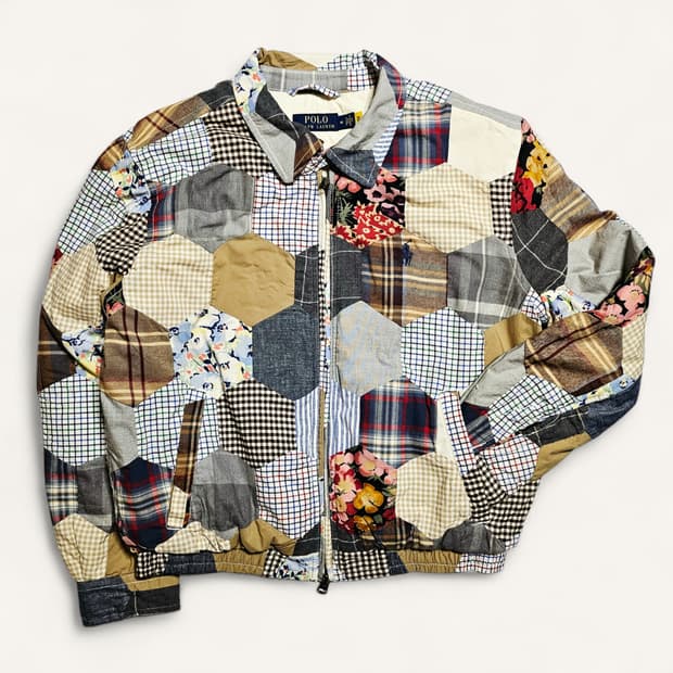 [여성M][폴로 랄프로렌] 패치워크 퀼티드 블루종 점퍼 멀티컬러#