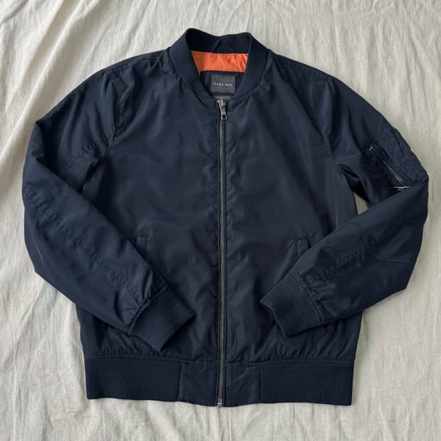 자라 나일론 네이비 봄버 L
