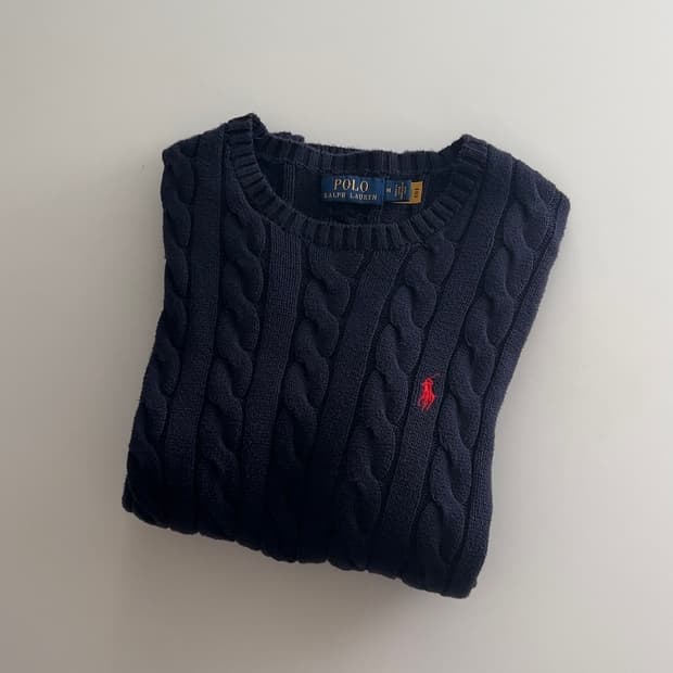 폴로 랄프로렌 네이비 케이블 니트 스웨터 m 