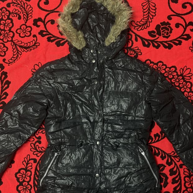 Vintage 00's Grunge Punk Fur hood coat