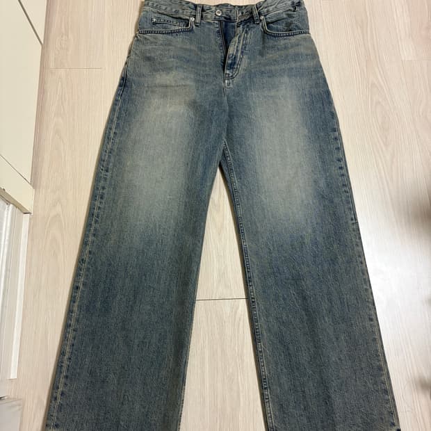 벨리에 미드 와이드 데님 팬츠 스모크 인디고