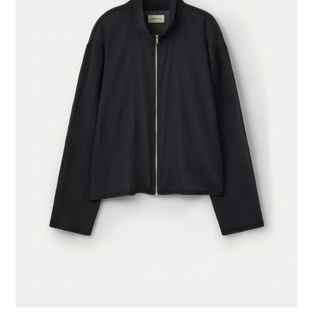 (우마뭉)Crinkled Cotton Zipup Jacket_Black