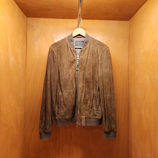 올세인츠 염소가죽 스웨이드 봄버 자켓 M
