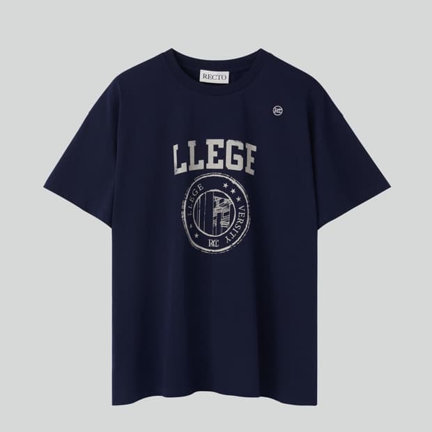 렉토 LLEGE 로고 티셔츠 네이비