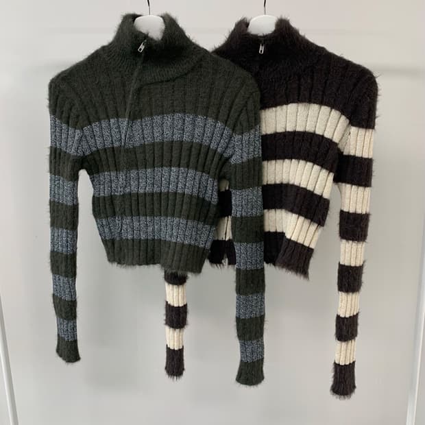 단가라 집업 가디건