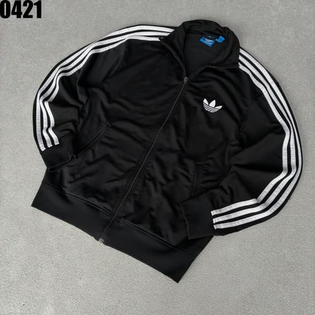 아디다스 불꽃 파이어버드 블랙 져지 집업 트랙탑 100