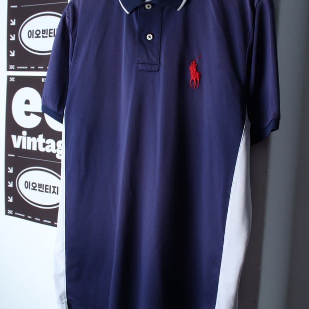 (L-XL) 폴로 랄프로렌 반팔 카라 티셔츠 기능성 배색-H34079