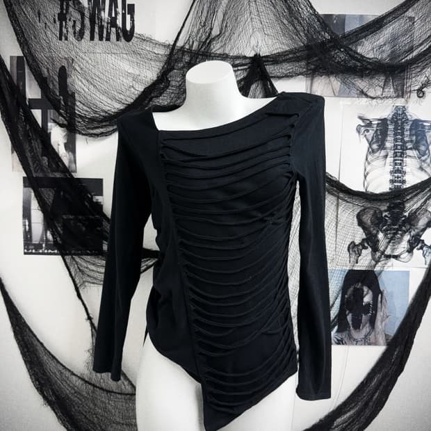 Shirring damaged detail longsleeve