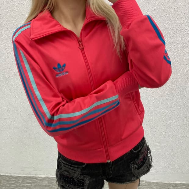 아디다스 여성 파이어버드 블루라인 핑크 트랙탑 95