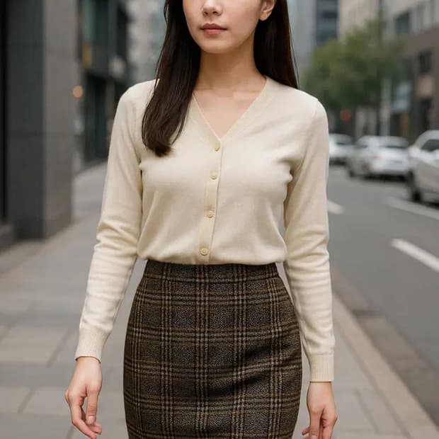 DAKS 잉글랜드 체크 울 스커트