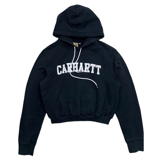 칼하트 유니버시티 크롭 후드티 블랙 M