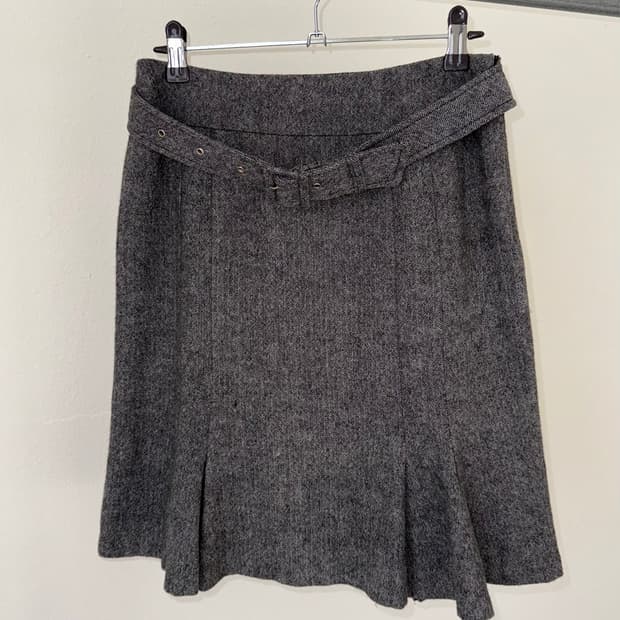 빈티지 벨티드 미디 스커트