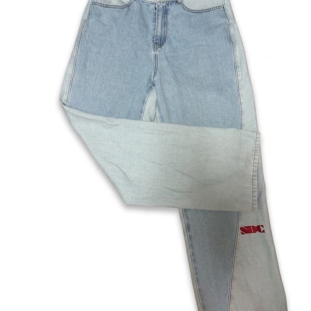 스컬프터 Reverse Block Denim Pants Light Den