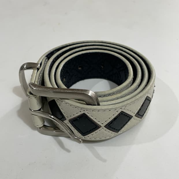 스투시 아가일 벨트 화이트 s/m