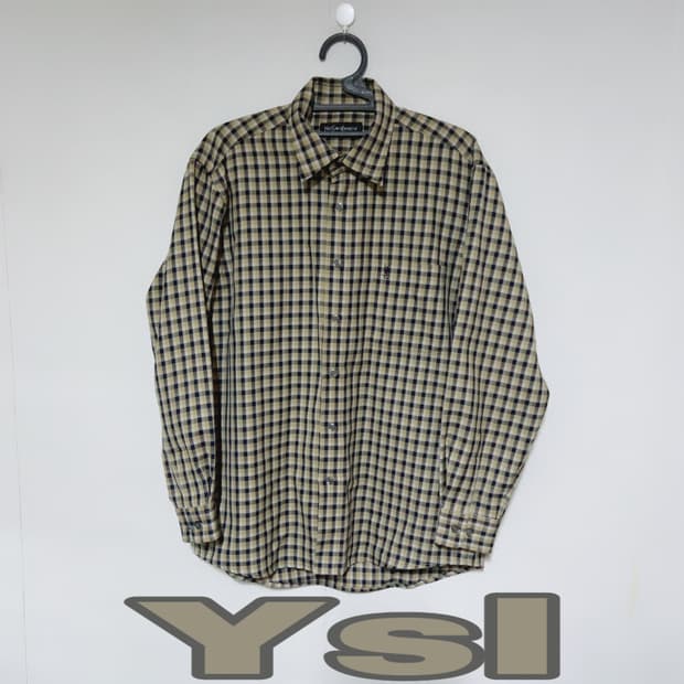 입생로랑 체크 올드스쿨 봄 공용 셔츠