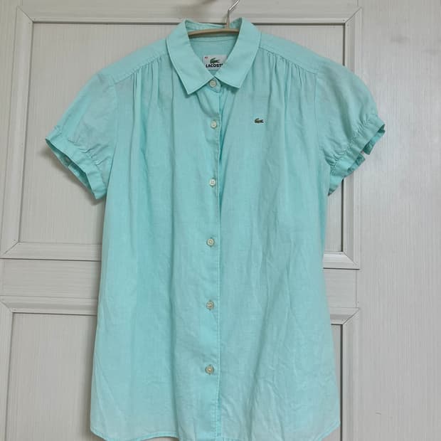 라코스테 민트 린넨 반팔 셔츠 40