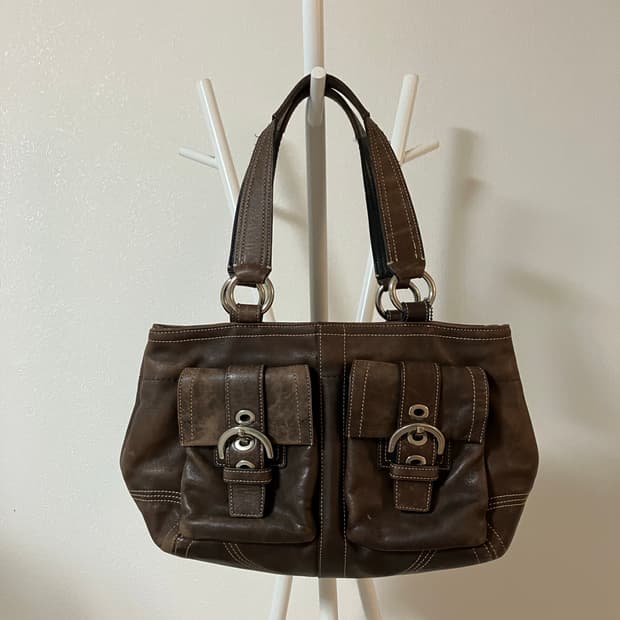 코치 coach 브라운 레더 포켓 숄더백 호보백 y2k 핀터깔