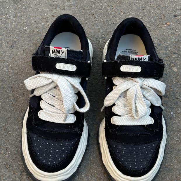 메종 미하라 야스히로 키스 OG 솔 캔버스 로우탑 스니커즈 블랙 42