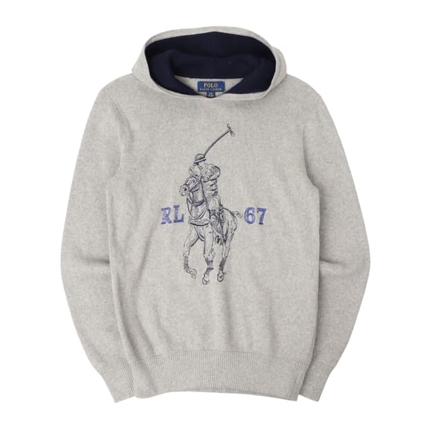 폴로 랄프로렌 그레이 빅포니 니트 후드티