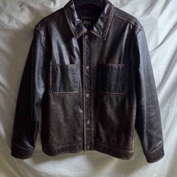 자라 ZARA 버팔로 가죽 레더 자켓 브라운 L~XL