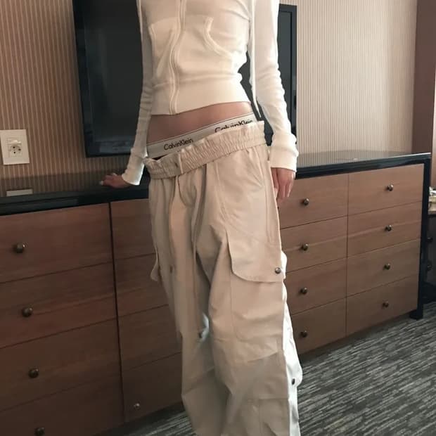 [새 제품] Kyoiii 쿄이 카고 팬츠 아이보리