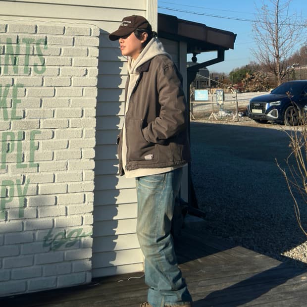 XL) 자라 콘트라스트 네크라인 점퍼 워크자켓