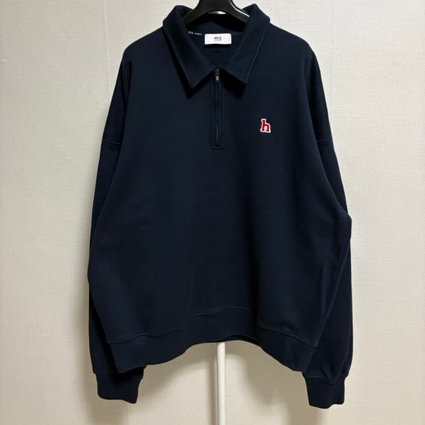 (민트급) HIS 헤지스 반집업 카라 오버핏 스웻셔츠 / 네이비, L