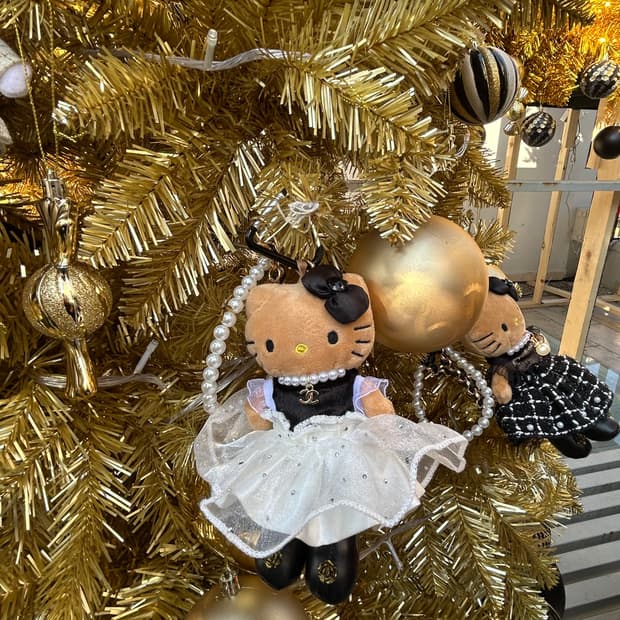 (25)롱다리키티 커스텀키링_ ✨아이보리 시스루 퍼샤 원피스