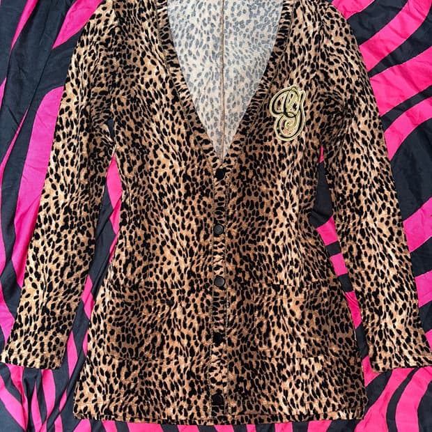빈티지 호피 레오파드 갸루 오네갸루 가디건