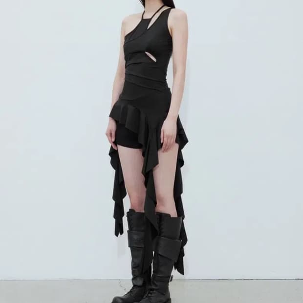 보헴서 bohemseo RUFFLE MINI DRESS