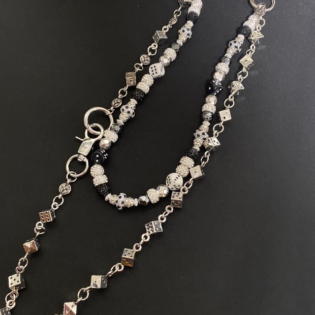 롱&숏 Dice 블링 비즈 더블 체인