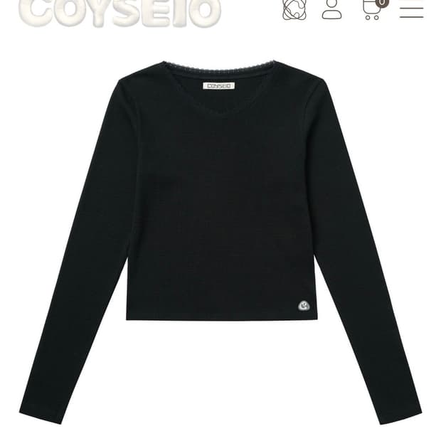 코이세이오 레이스 와플 롱슬리브 블랙