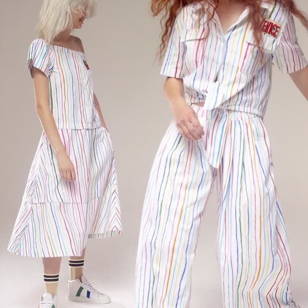 MIRA MIKATI 미라미카티 스트라이프 셔츠 스커트 세트 38