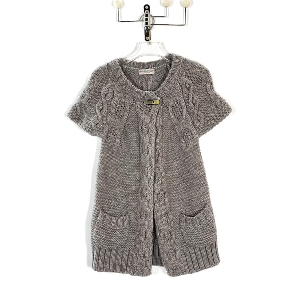 막스앤스펜서 울 토글 반팔 니트