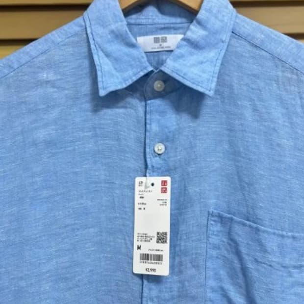 유니클로 남성 블루 린넨셔츠 M