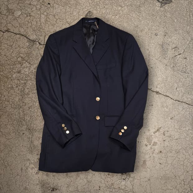CHAPS RALPH LAUREN 네이비 울 금장 블레이저