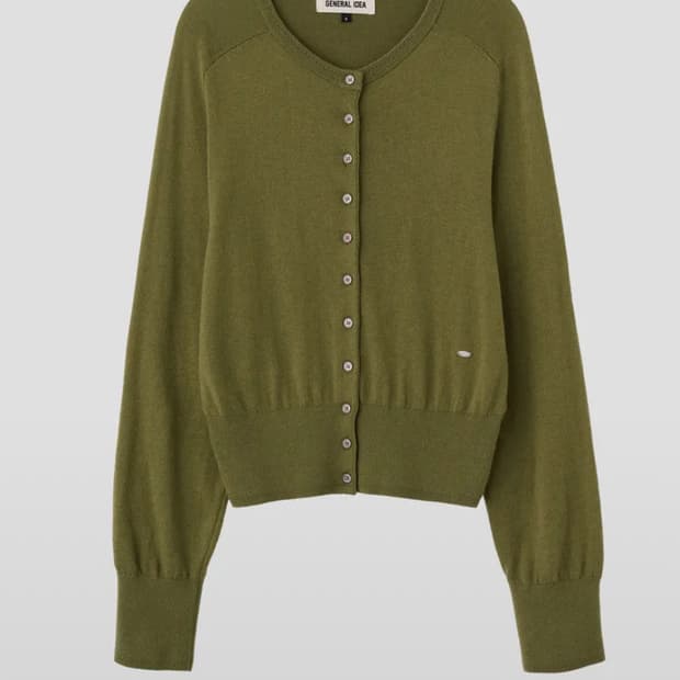 제너럴아이디어 크루넥 가디건 올리브컬러