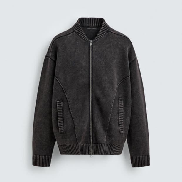자라 워싱 니트 봄버 재킷 보머 재킷