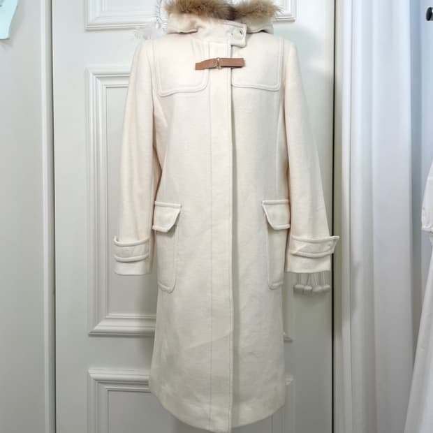 cream closed point racoon fur warm coat