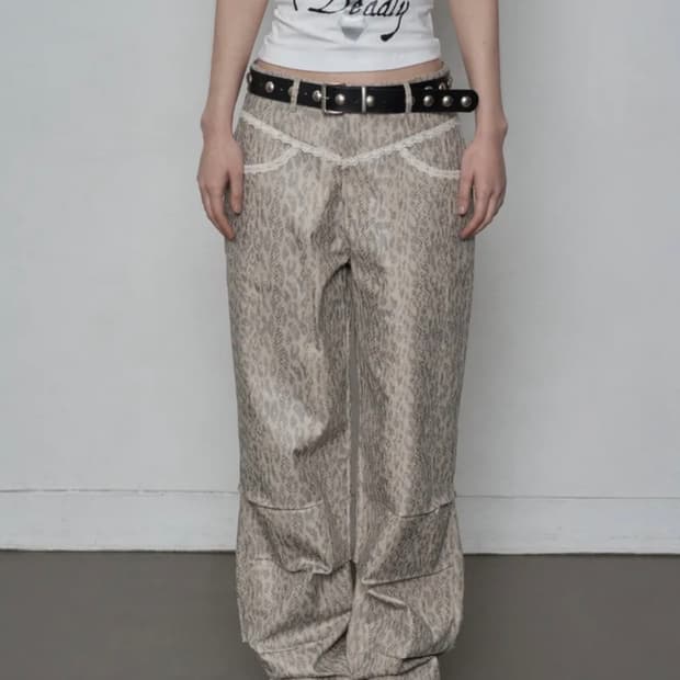 (S)셋업이엑스이 레오파드 레이스 팬츠 베이지 