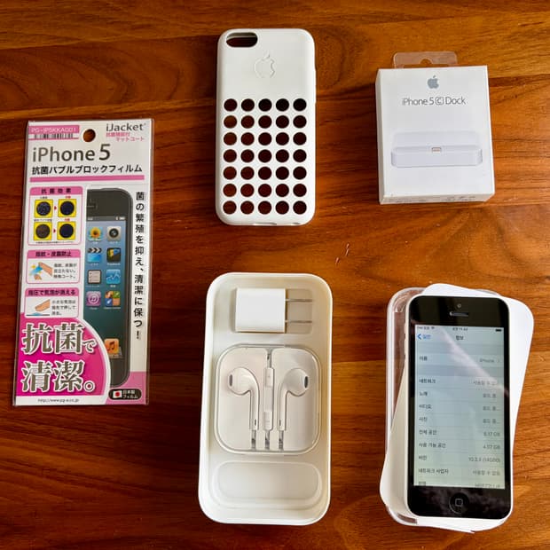 아이폰 5c 화이트 8GB (심프리, 셔터음 없는) 풀박스 #6722