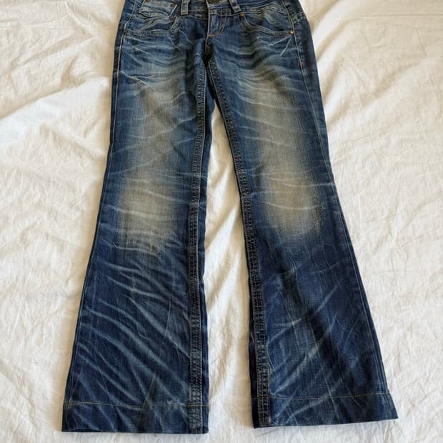 Y2k 로우라이즈 세미 부츠컷 데님팬츠