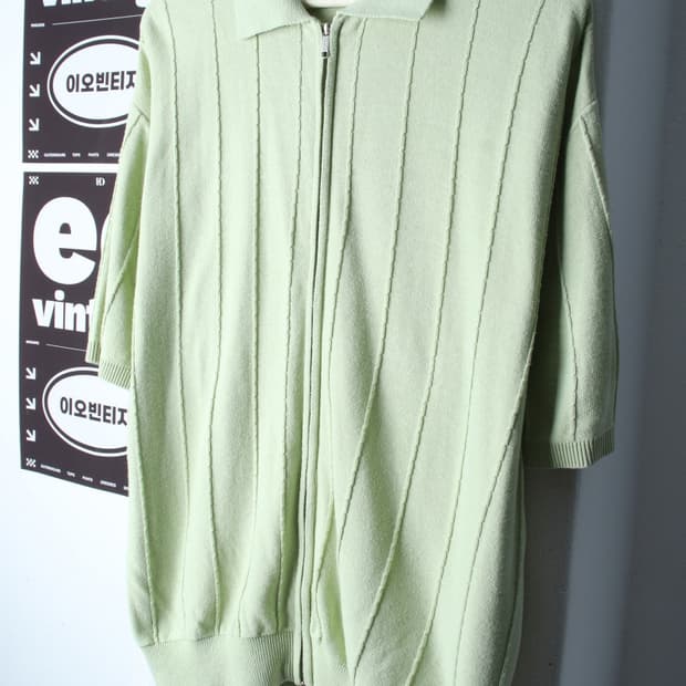 (L-XL) 어반디타입 반팔 카라 티셔츠 니트집업 스트라이프-H33506