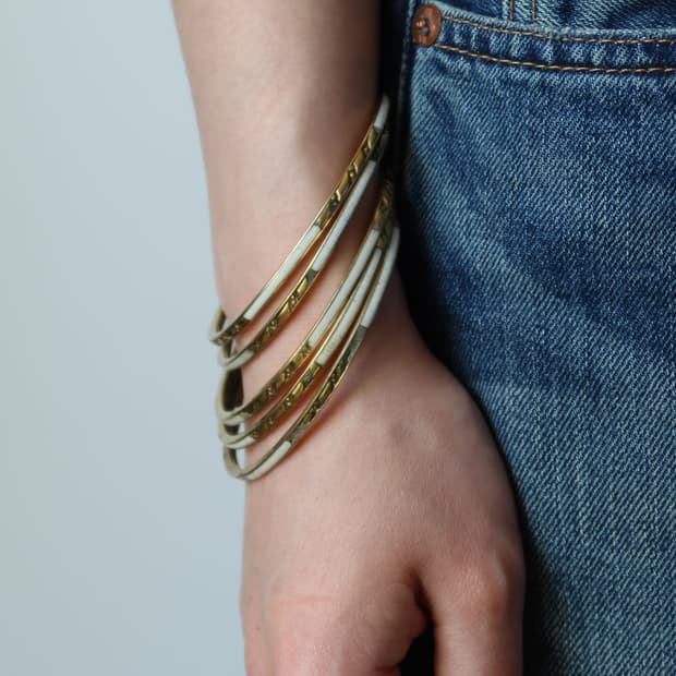 ivory wide stripe bangle set
