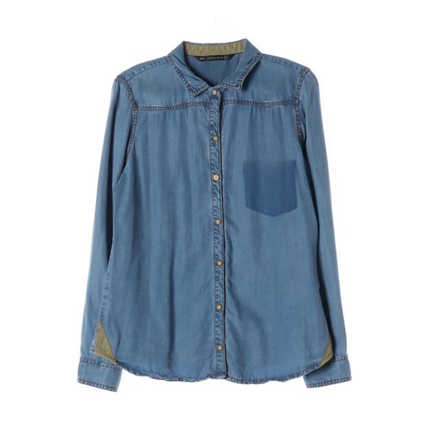 ZARA 워싱 디테일 리오셀 데님 셔츠 L