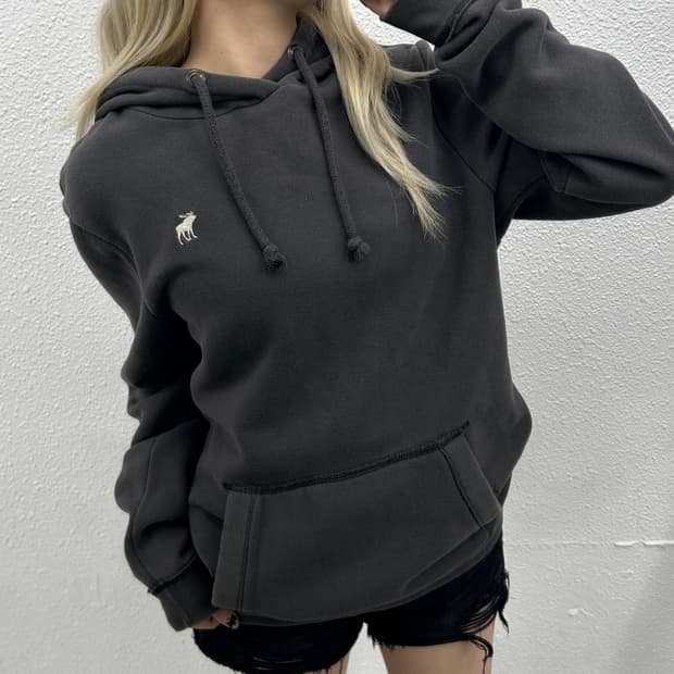아베크롬비 순록로고 차콜 후드 L