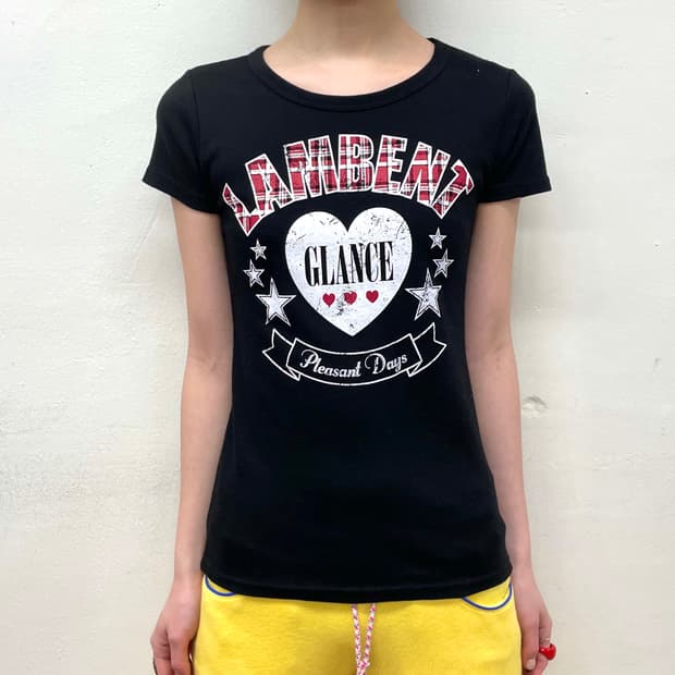  LAMBENT Checkered Heart Black T-shirt 